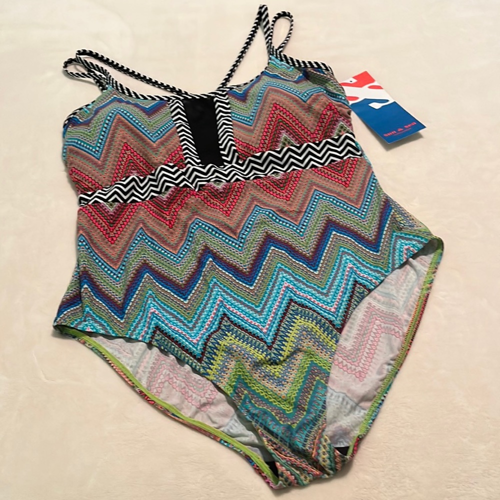 Sun & Sea Multicolor One Piece Swimsuit Size 16 - Picture 1 of 8